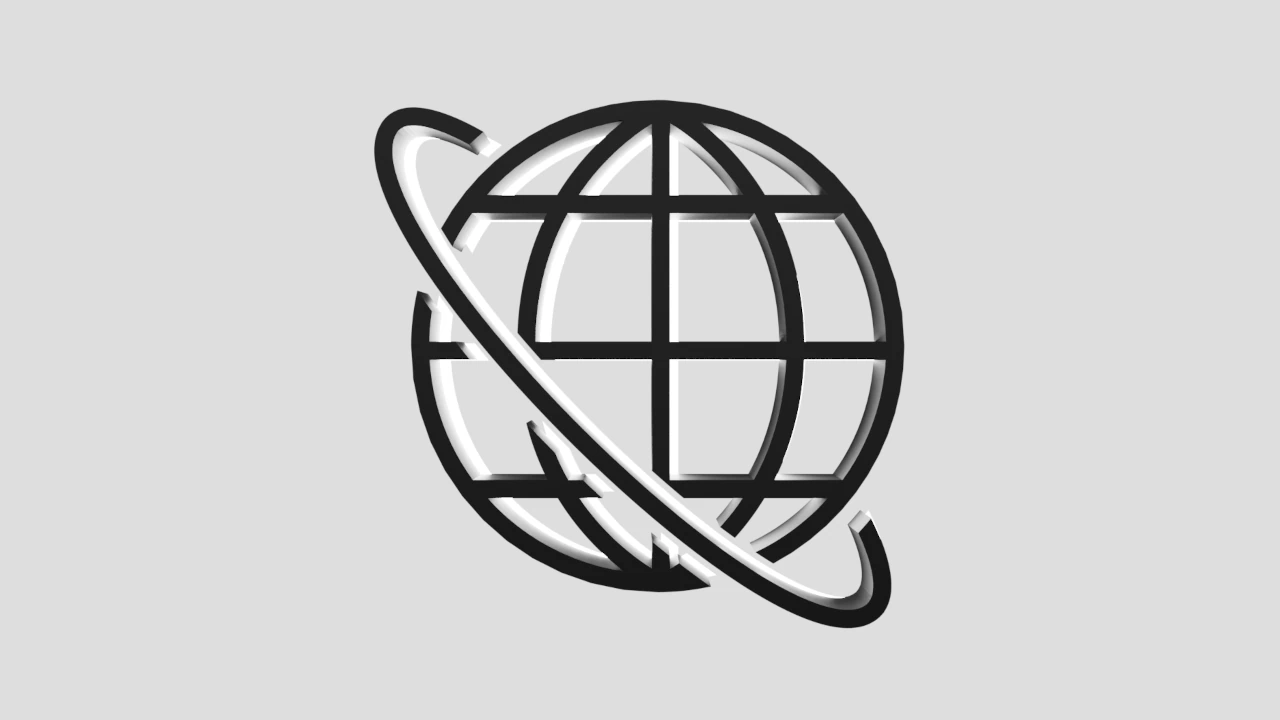Иконка глобуса с орбитой, символизирующая веб-сайты и глобальное присутствие в интернете.